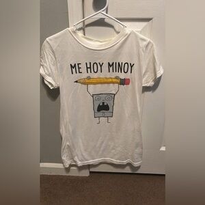 White' Graphic Tee with Pencil Design - Me Hoy Minoy